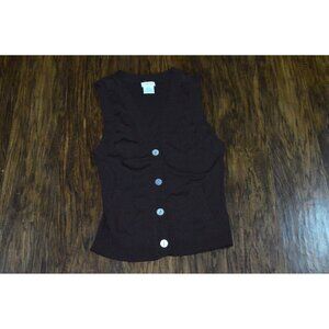George Brown Button up Sweater Knit Vest Women's Size Medium Neutral